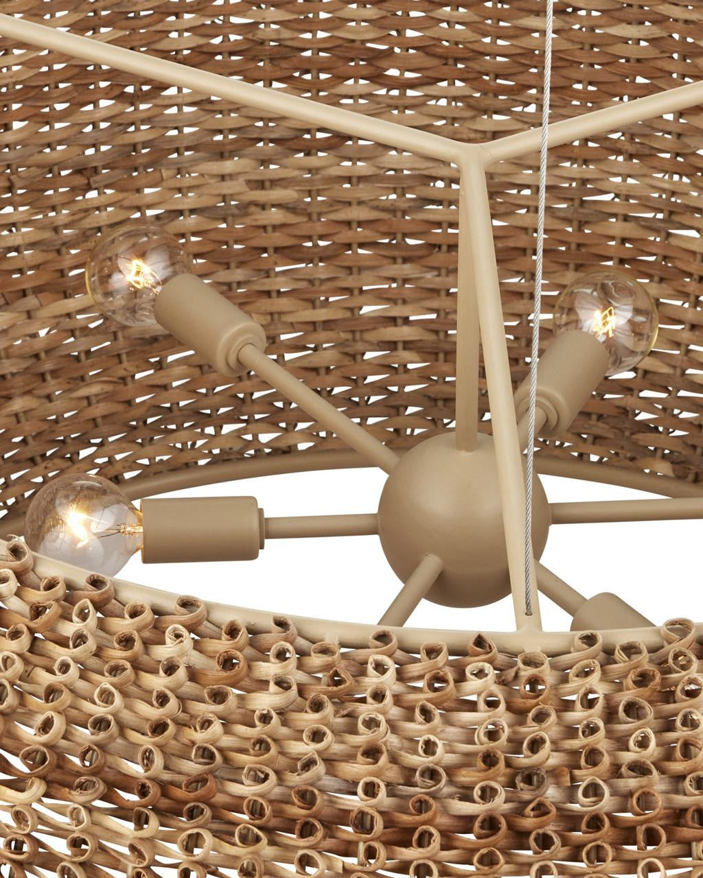 Natural Rattan Round chandelier - Paloma Dawn for dining room view 6