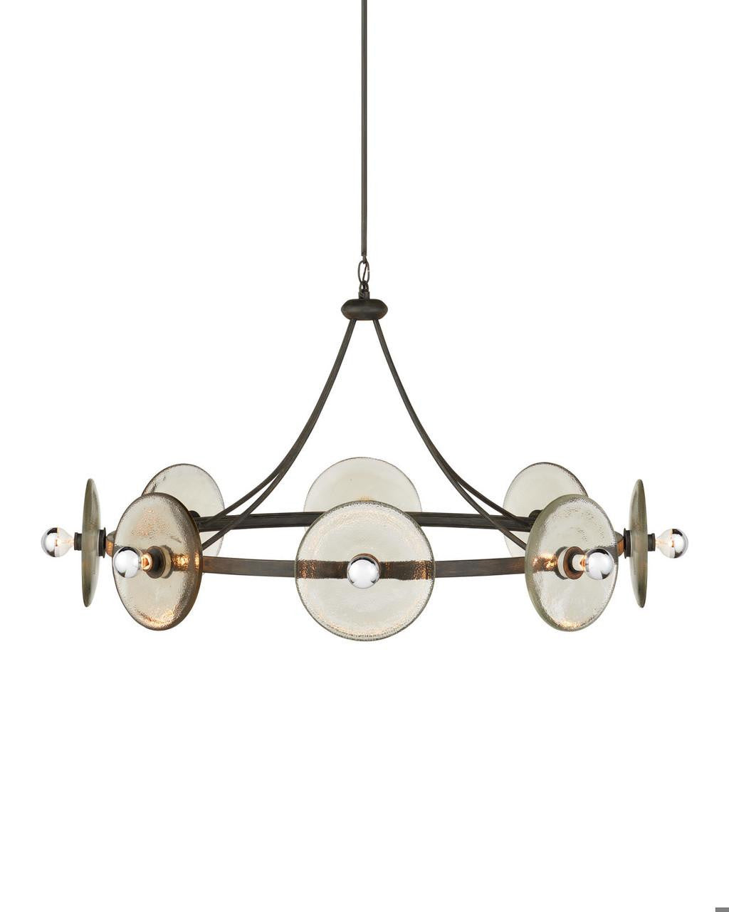 Black Glass Round chandelier - Lyra Nest for dining room view 3