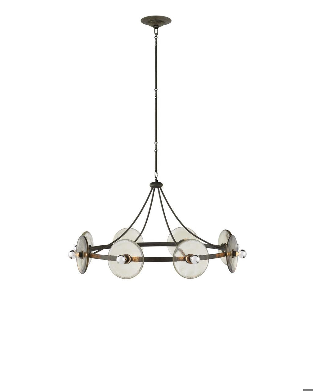 Black Glass Round chandelier - Lyra Nest for dining room view 1