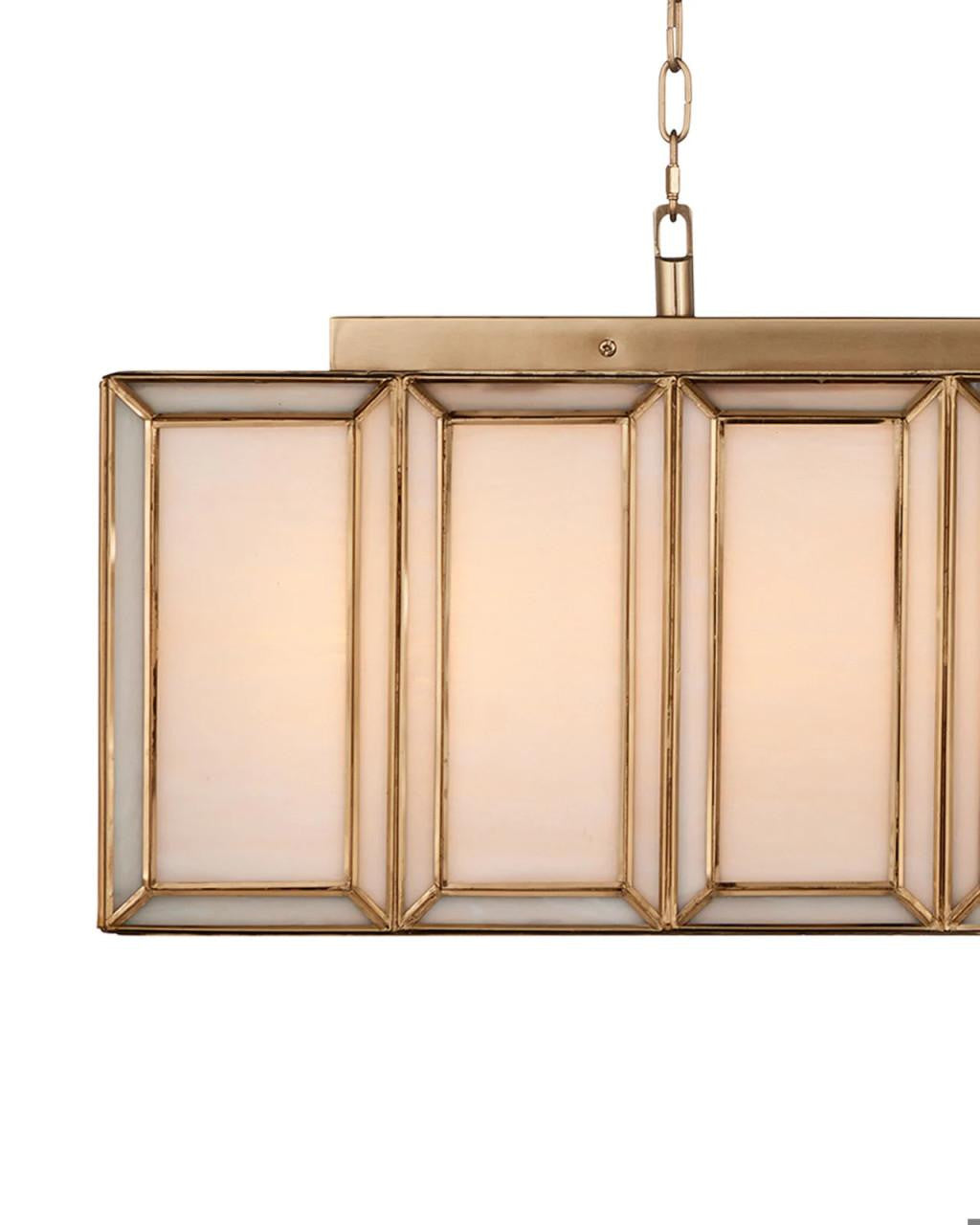 Antique Brass Glass Linear chandelier - Solene Nest for dining room view 6