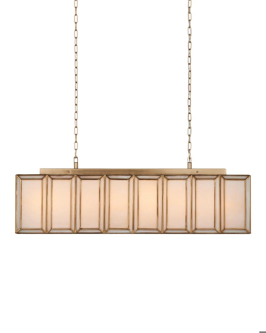 Antique Brass Glass Linear chandelier - Solene Nest for dining room view 1