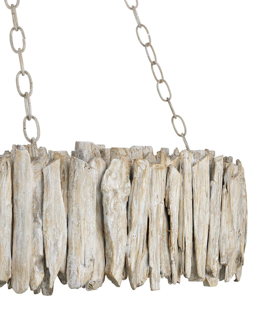 White Wood Round chandelier - Rosa Dawn for dining room view 6
