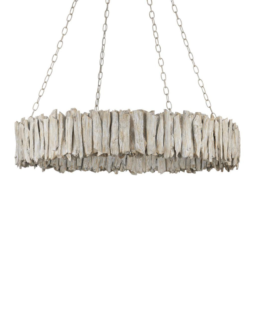 White Wood Round chandelier - Rosa Dawn for dining room view 4