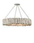 White Wood Round chandelier - Rosa Dawn for dining room view 1