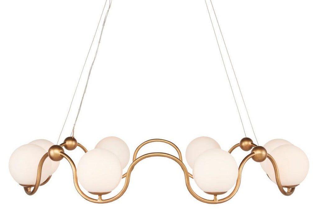 Antique Brass Glass Round chandelier - Rumi Meadow for dining room view 1