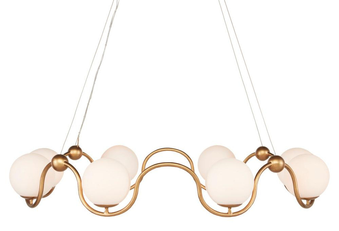 Antique Brass Glass Round chandelier - Rumi Meadow for dining room view 1