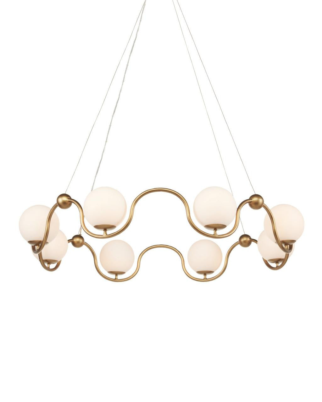 Antique Brass Glass Round chandelier - Rumi Meadow for dining room view 3