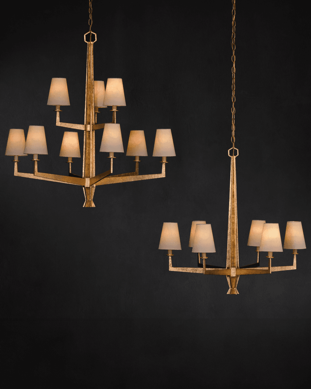 Gold Iron chandelier - Opal Point for dining room view 2