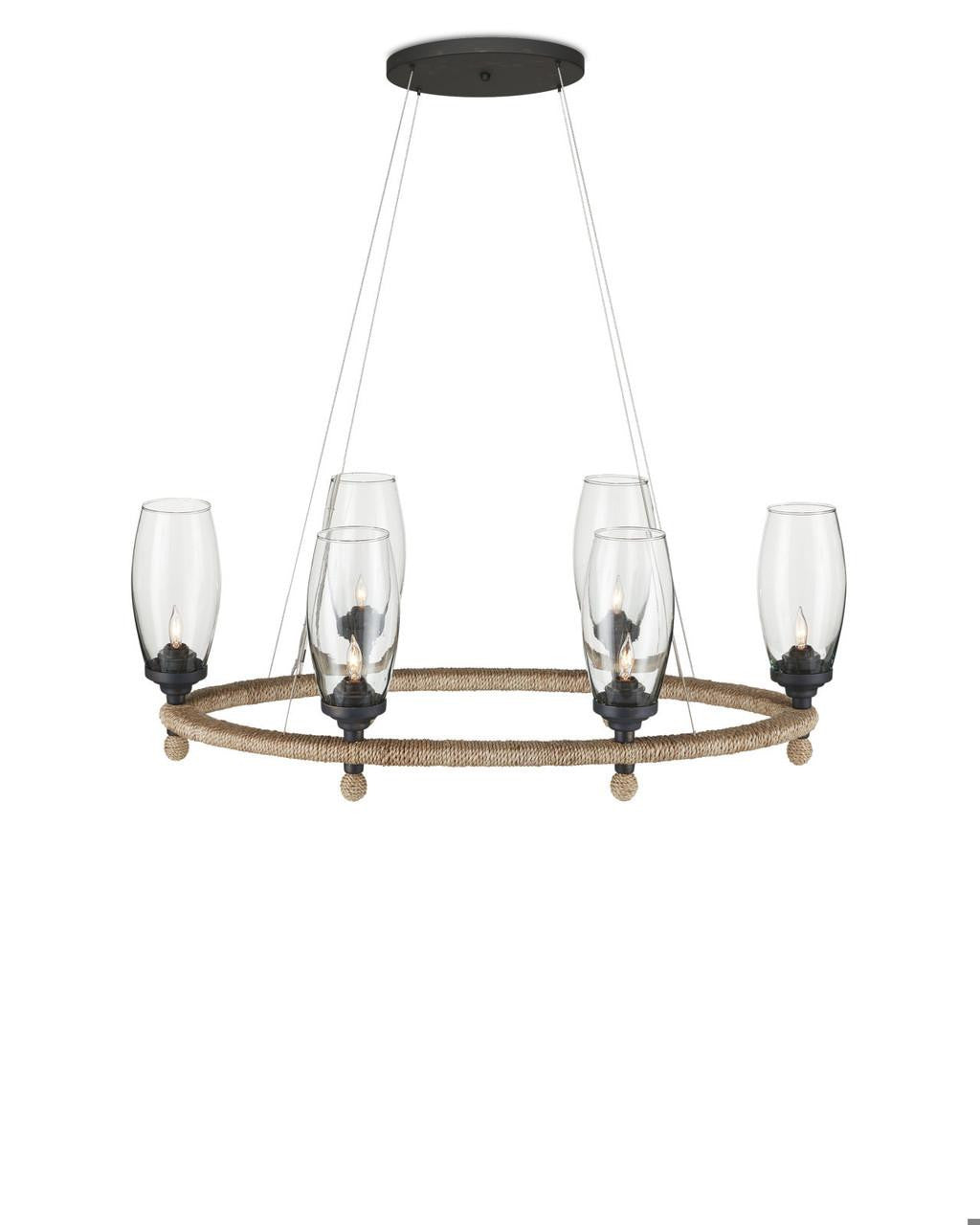 Black Glass Round chandelier - Bexley Verge for dining room view 4