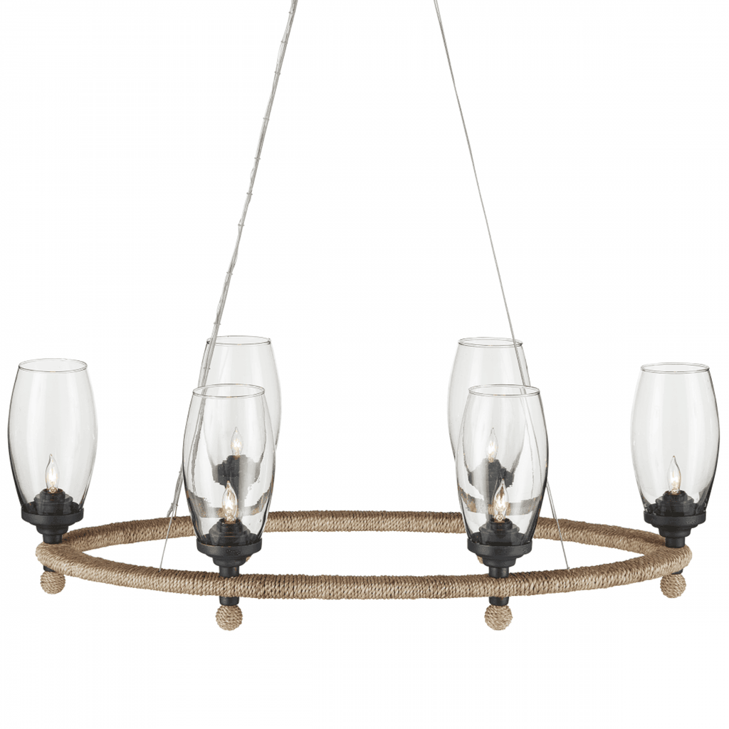 Black Glass Round chandelier - Bexley Verge for dining room view 1