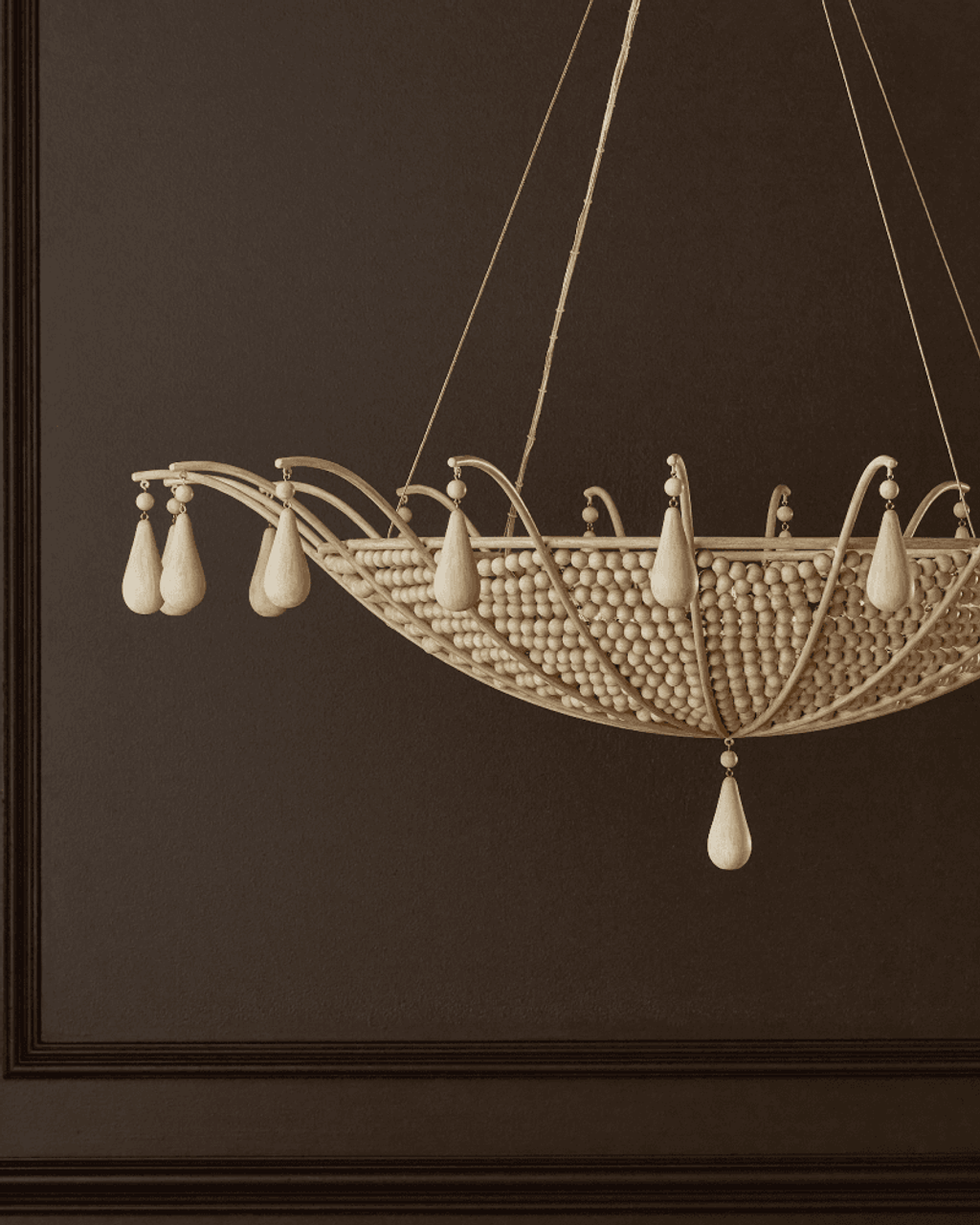 Sandstone Wood chandelier - Iris Nest for dining room view 2