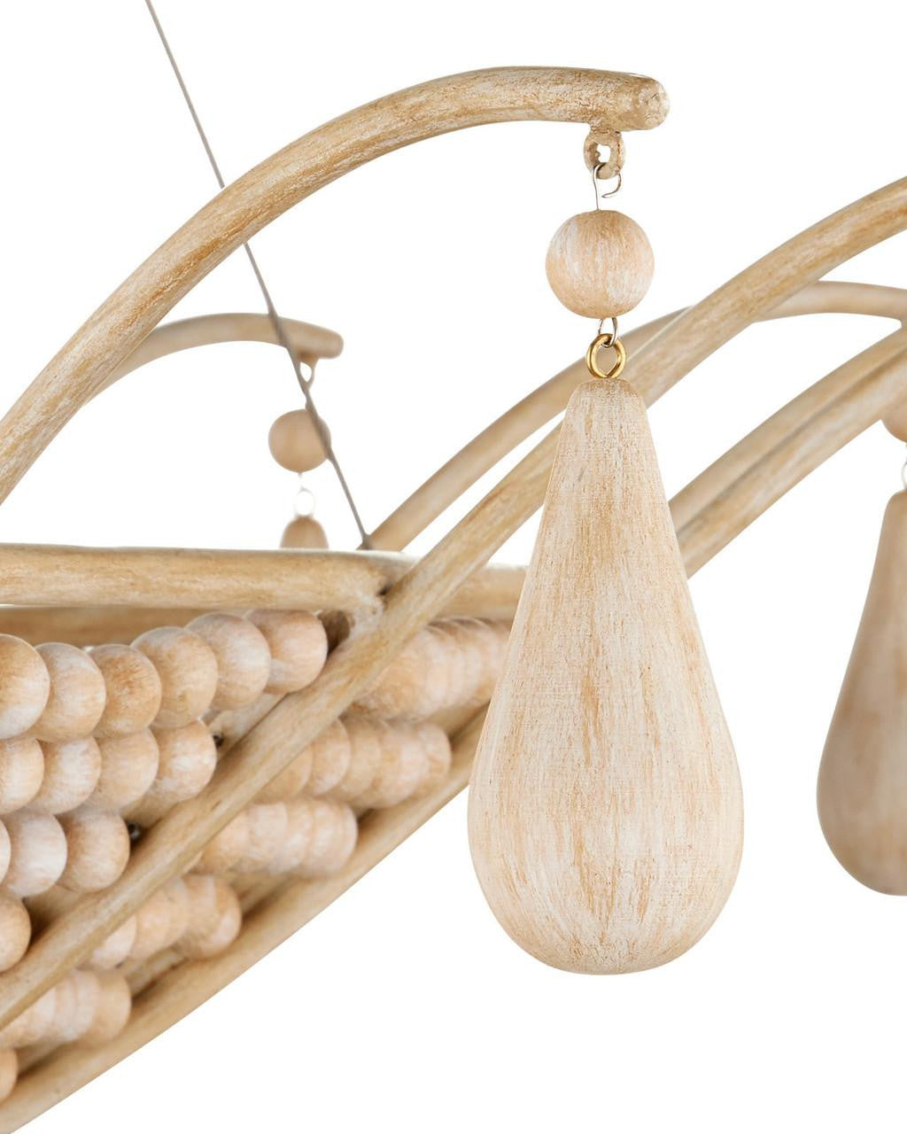 Sandstone Wood chandelier - Iris Nest for dining room view 4