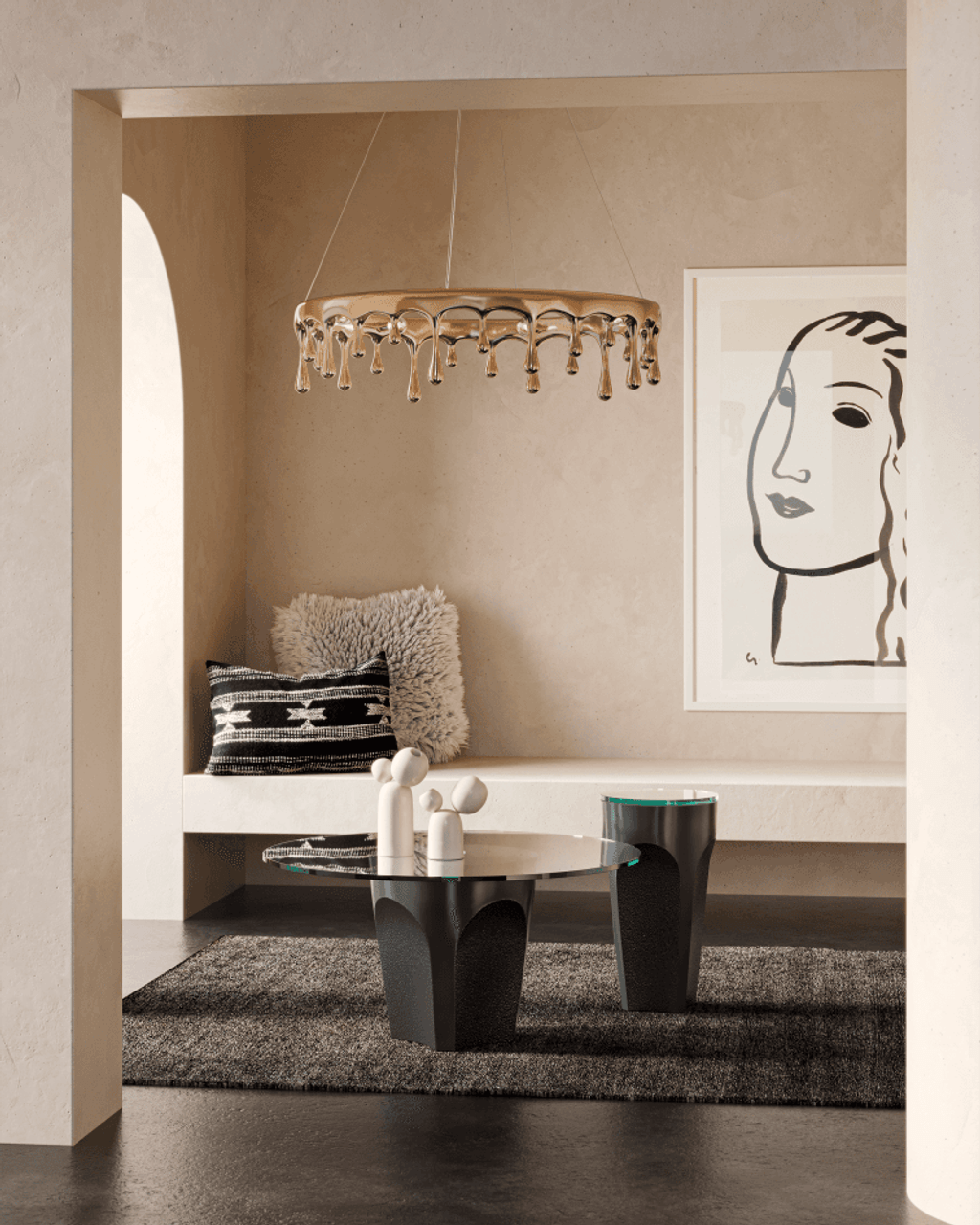 Brass Brass Round chandelier - Evren Dawn for dining room view 7