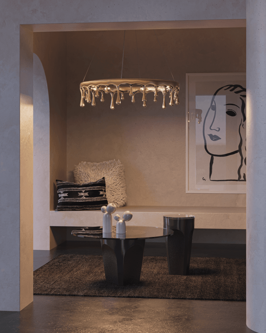 Brass Brass Round chandelier - Evren Dawn for dining room view 8