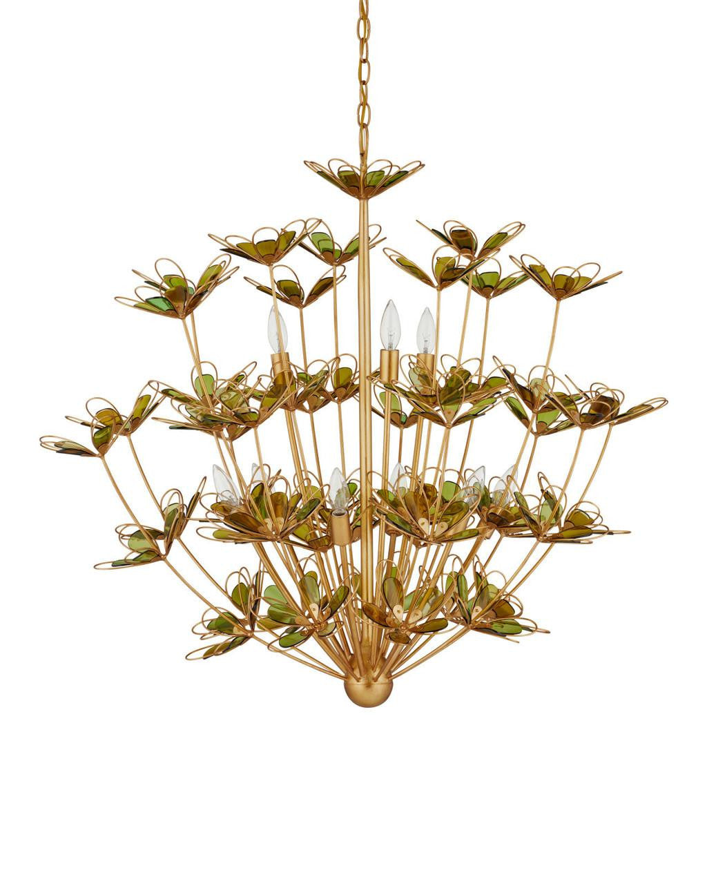 Gold Glass chandelier - Halo Point for dining room view 3