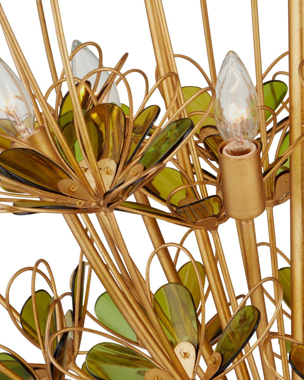 Gold Glass chandelier - Halo Point for dining room view 4