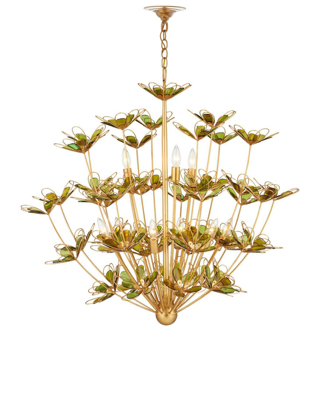 Gold Glass chandelier - Halo Point for dining room view 1