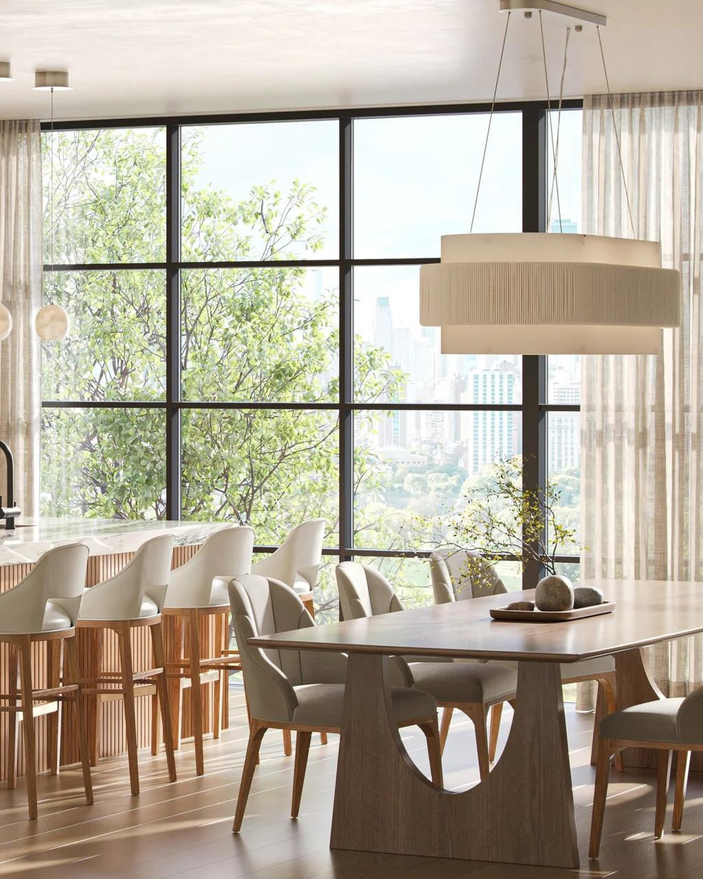 White Iron Round chandelier - Celeste Nest for dining room view 2