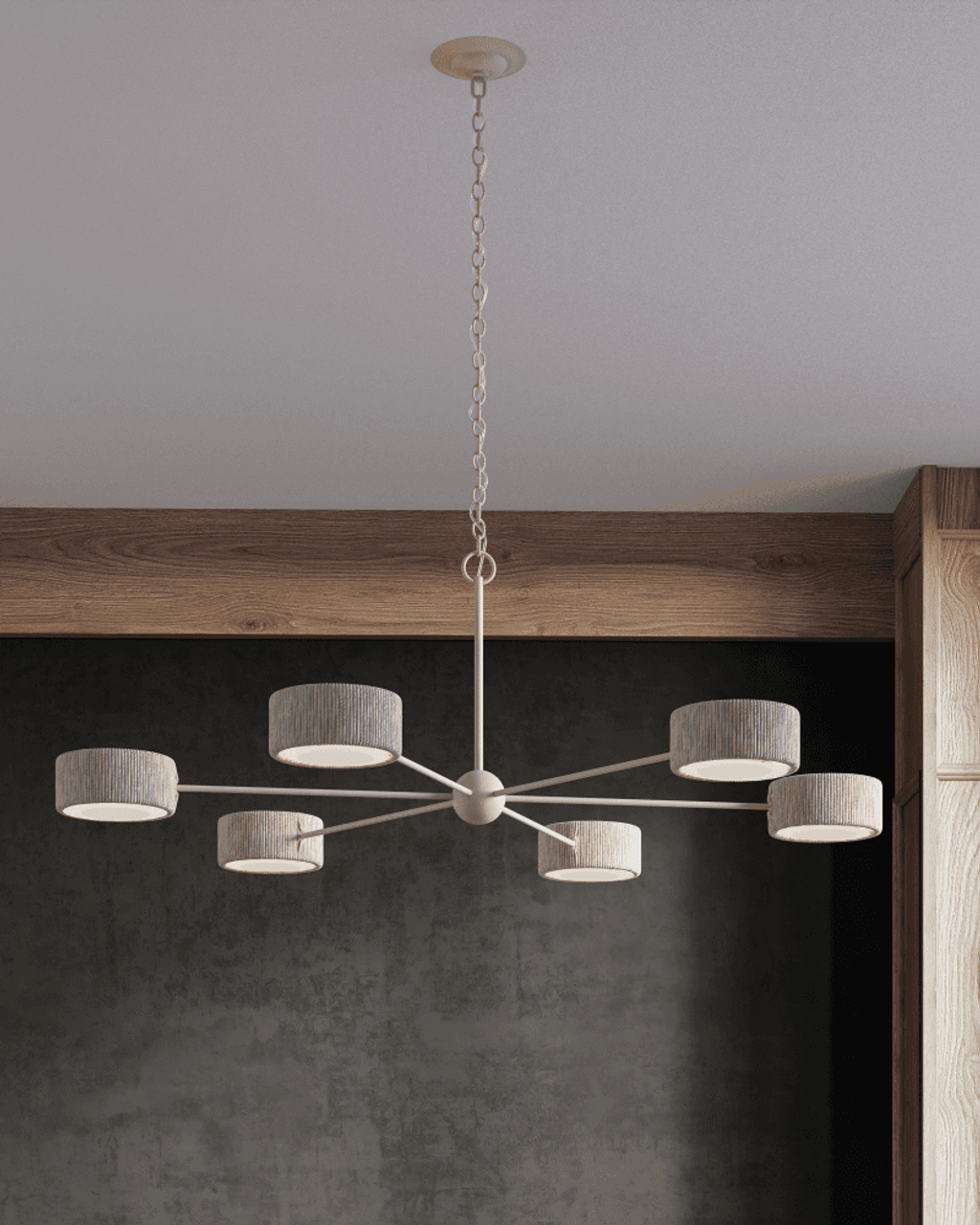 White Acrylic Round chandelier - Onda Meadow for dining room view 2