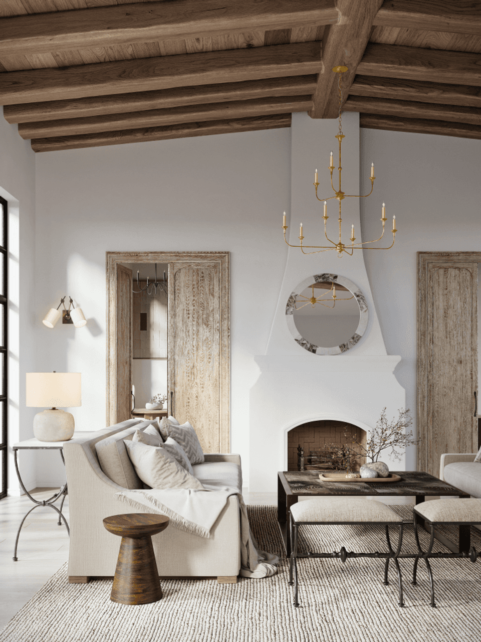 White Iron chandelier - Aster Mist for dining room view 7