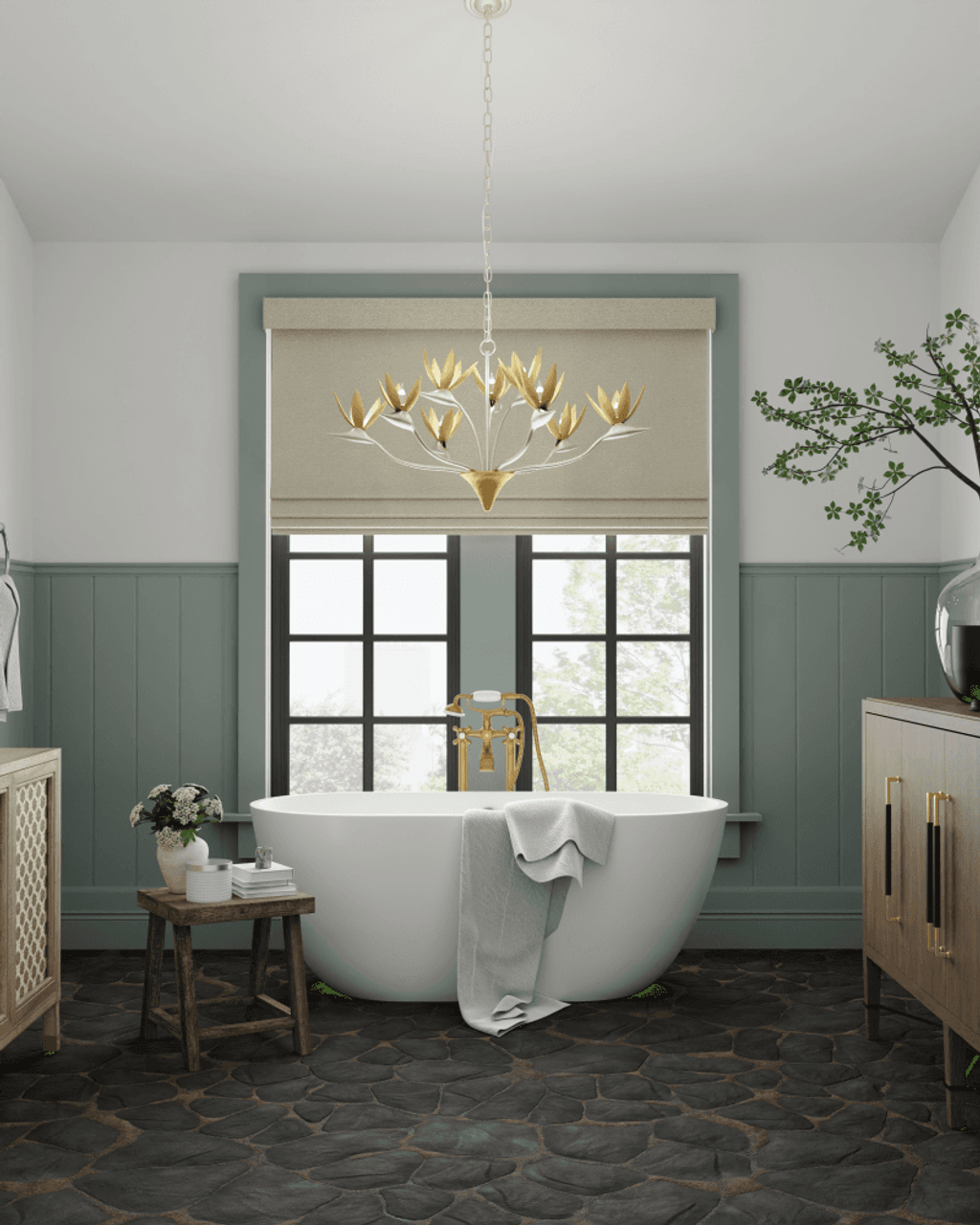Gold Iron chandelier - Maris Trace for dining room view 2