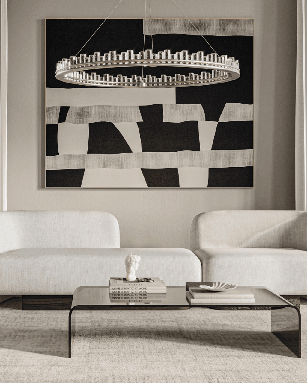 Clear Crystal chandelier - Lumen Ray for dining room view 2