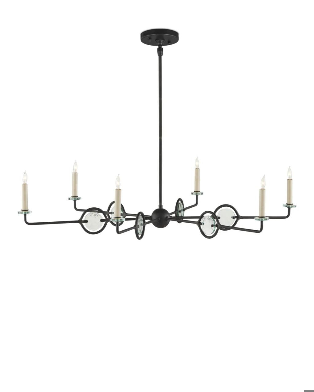 Black Glass chandelier - Maia Verge for dining room view 1