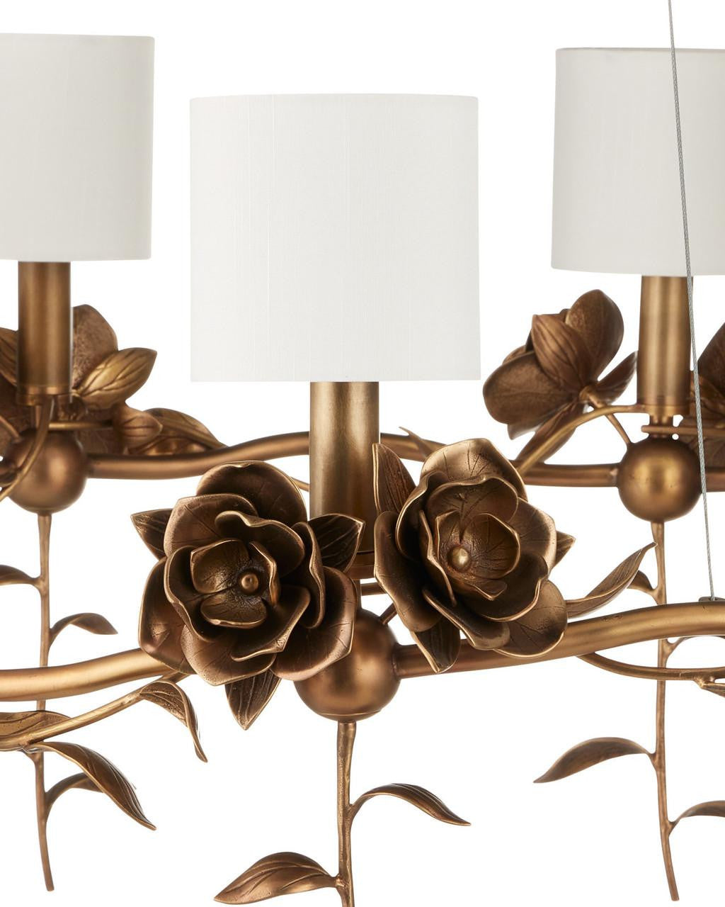 Antique Brass Glass Round chandelier - Mira Nest for dining room view 8