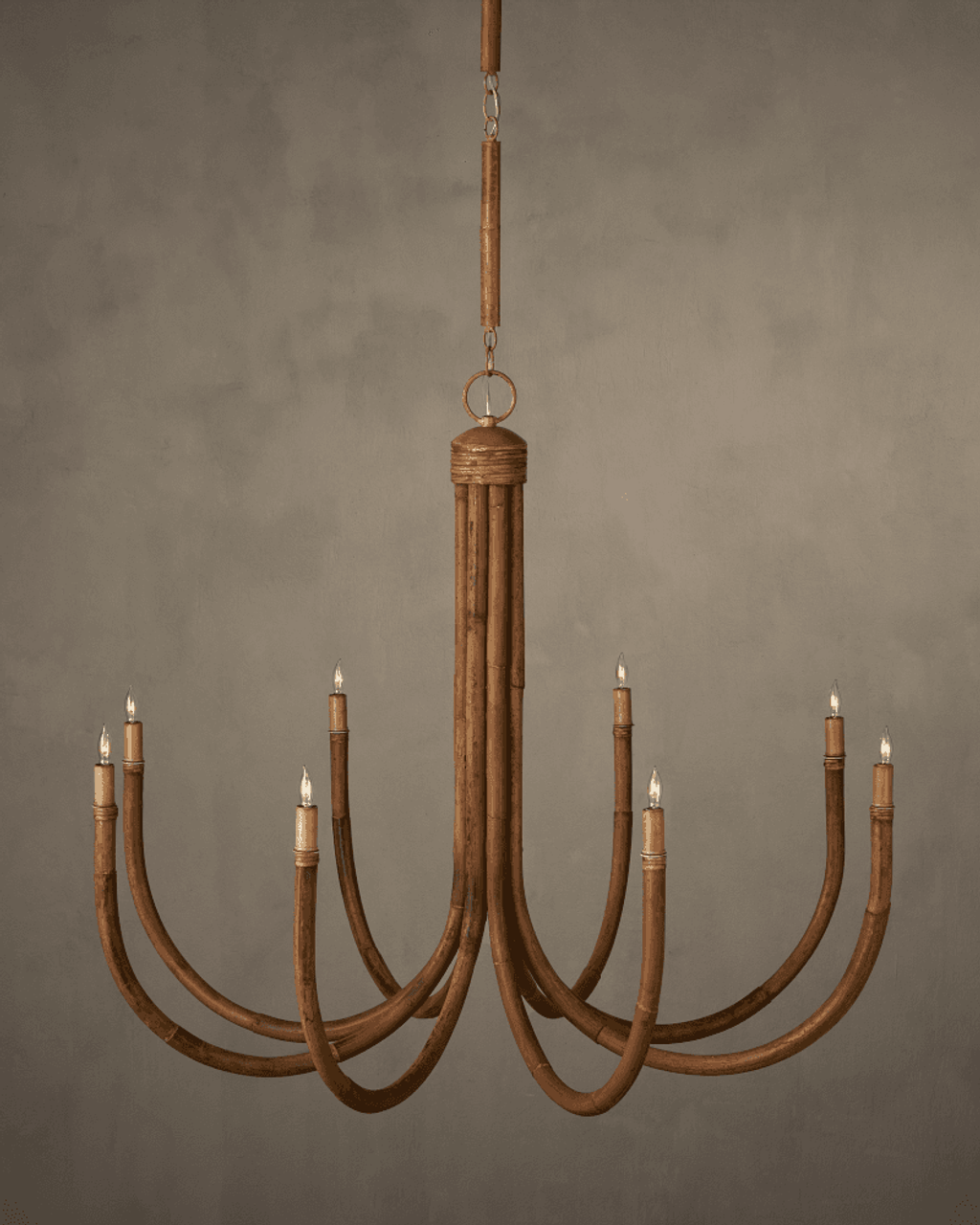 Natural Rattan Round chandelier - Yule Verge for dining room view 2