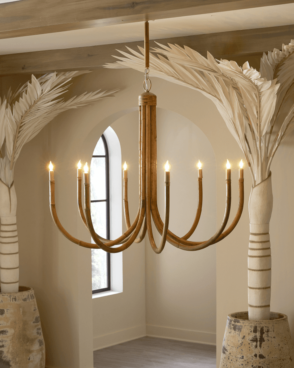 Natural Rattan Round chandelier - Yule Verge for dining room view 8