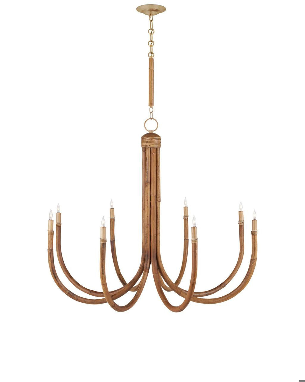 Natural Rattan Round chandelier - Yule Verge for dining room view 1