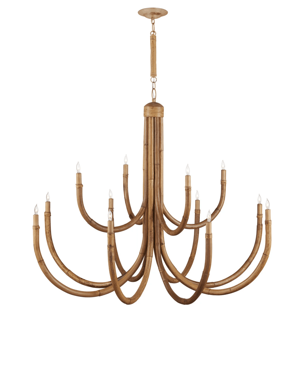 Natural Rattan Round chandelier - Vela Mist for dining room view 1