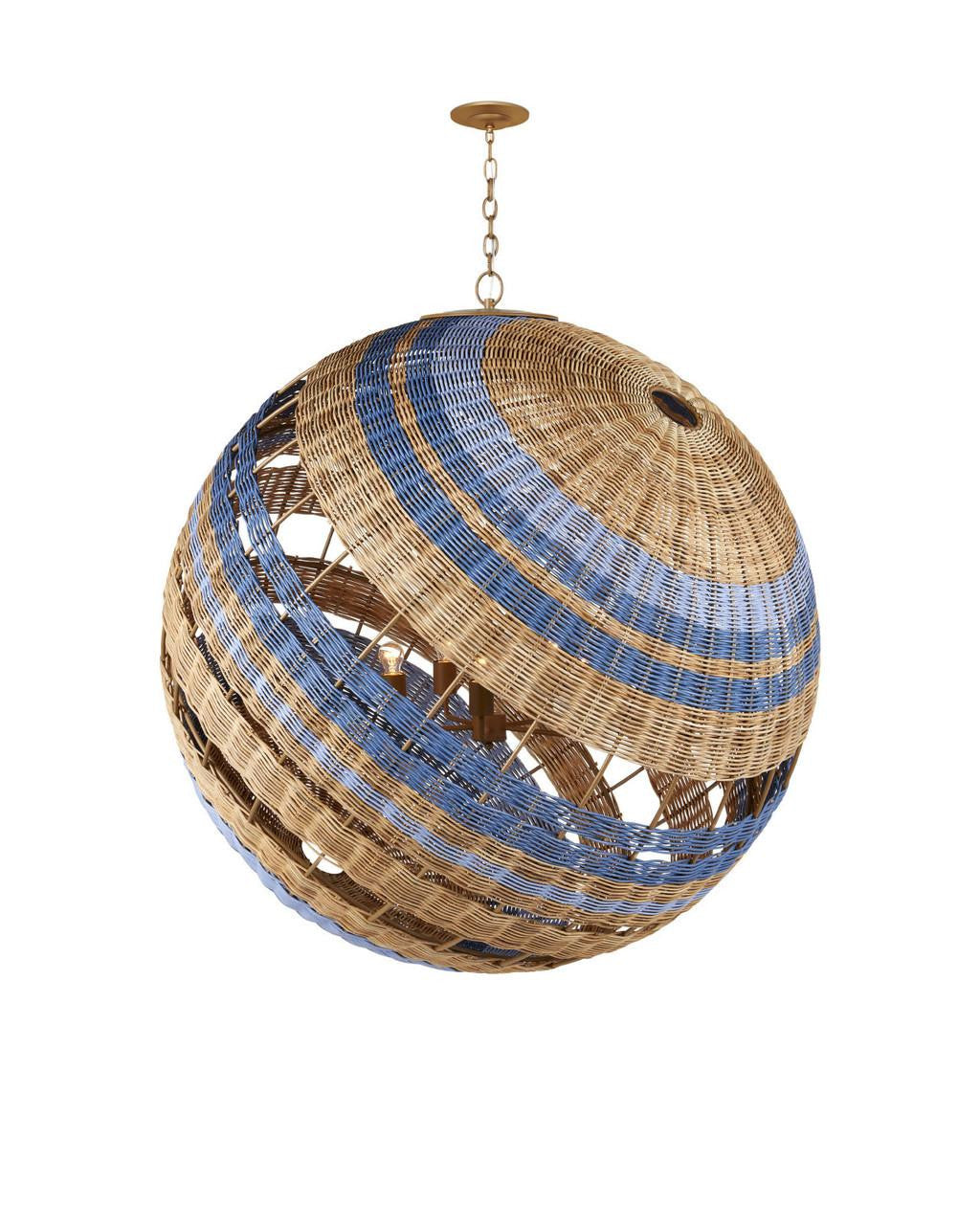 Natural Rattan Round chandelier - Jessa Verge for dining room view 1