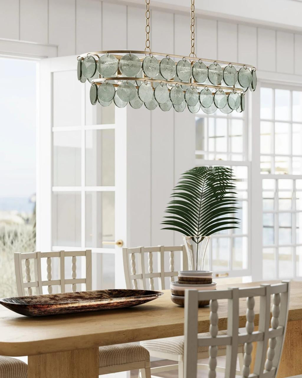 Clear Glass Round chandelier - Onda Verge for dining room view 2
