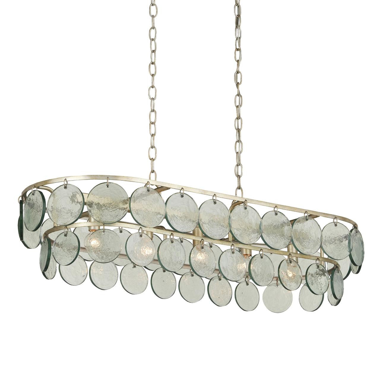 Clear Glass Round chandelier - Onda Verge for dining room view 3