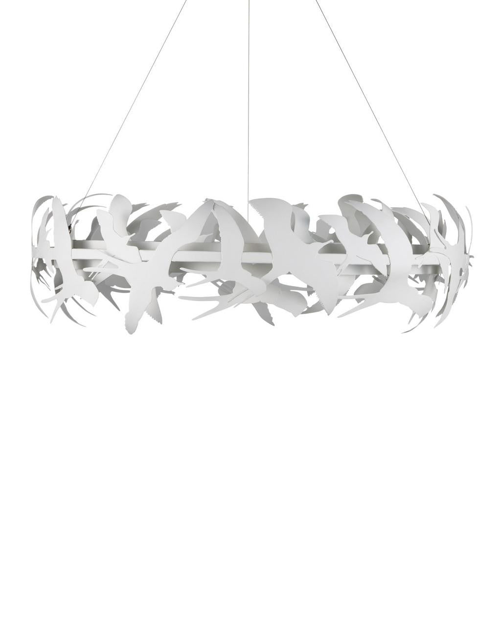 White Iron chandelier - Nola Mist for dining room view 4