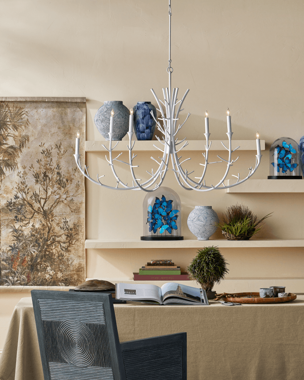 White Iron chandelier - Nerea Point for dining room view 2
