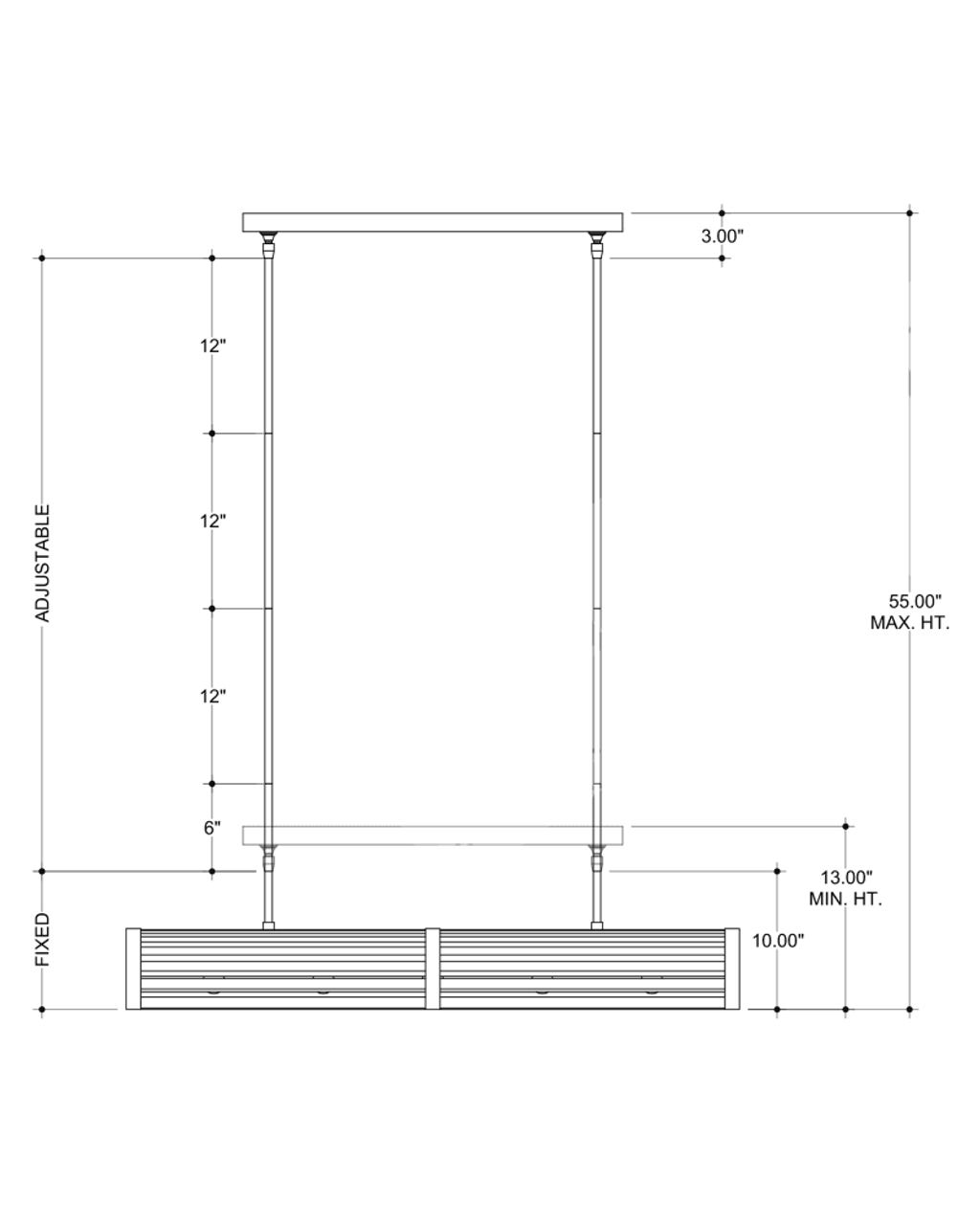 Brass Wood Linear chandelier - Liora Trace for dining room view 2