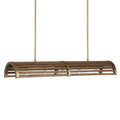 Brass Wood Linear chandelier - Liora Trace for dining room view 1