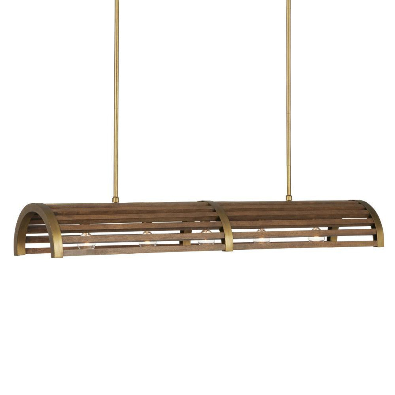 Brass Wood Linear chandelier - Liora Trace for dining room view 1
