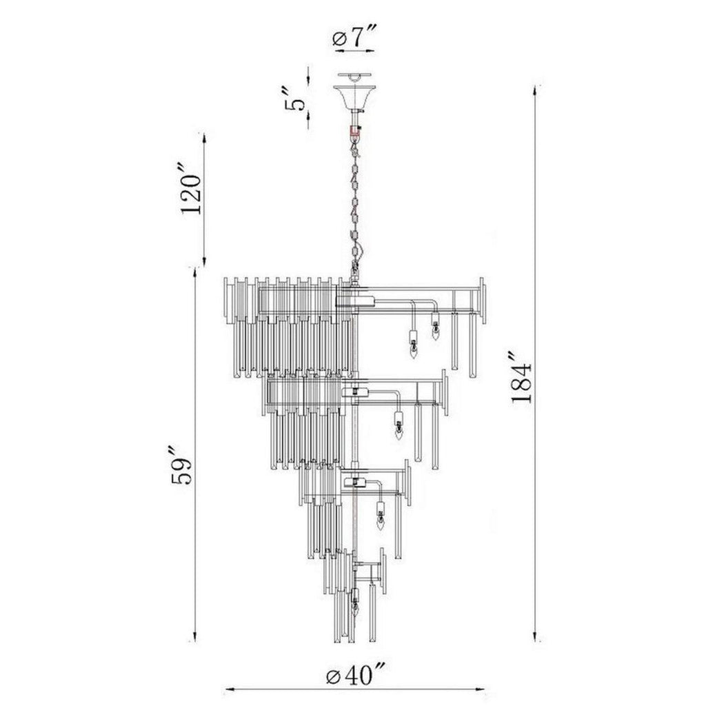 Clear Crystal Tiered chandelier - Gilda Peak for dining room view 1