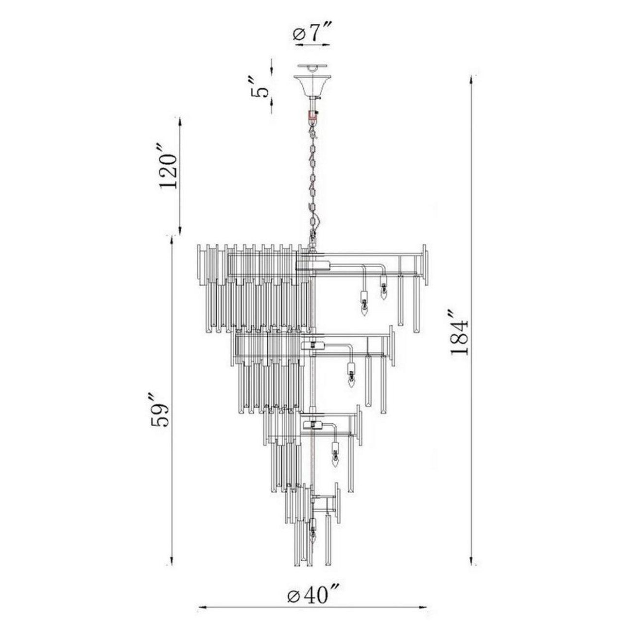 Clear Crystal Tiered chandelier - Gilda Peak for dining room view 1