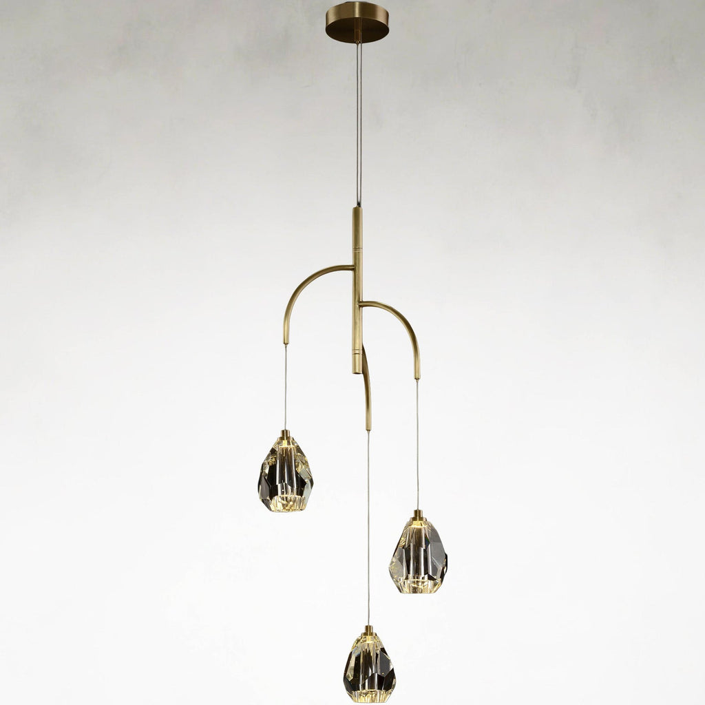 Brass Crystal chandelier - Evren Stone for dining room view 1