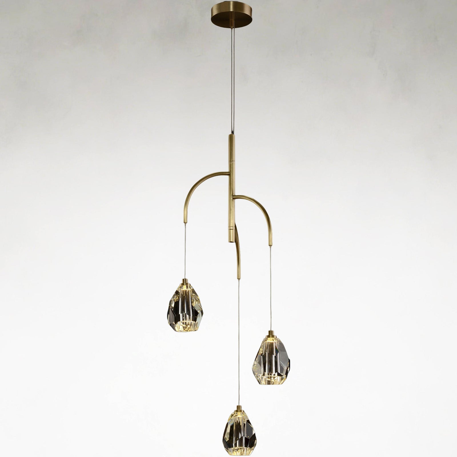 Brass Crystal chandelier - Evren Stone for dining room view 1