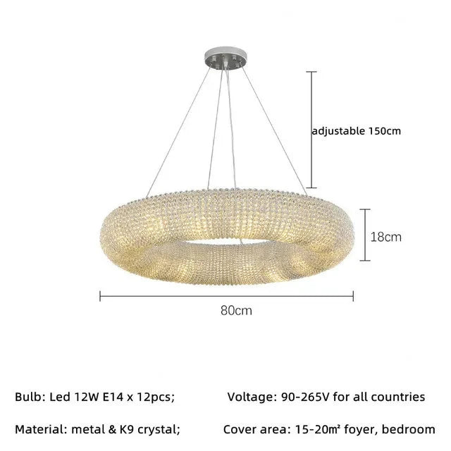 Clear Crystal Linear chandelier - Rhea House for dining room view 8