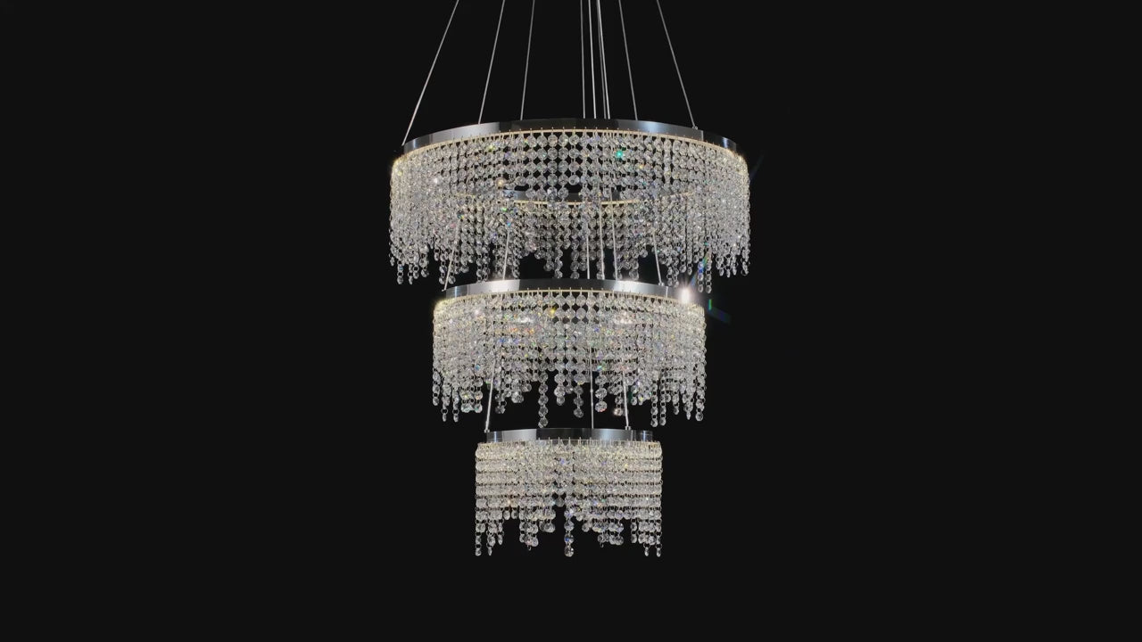 Chrome Crystal Tiered chandelier - Aster Bay for dining room view 2