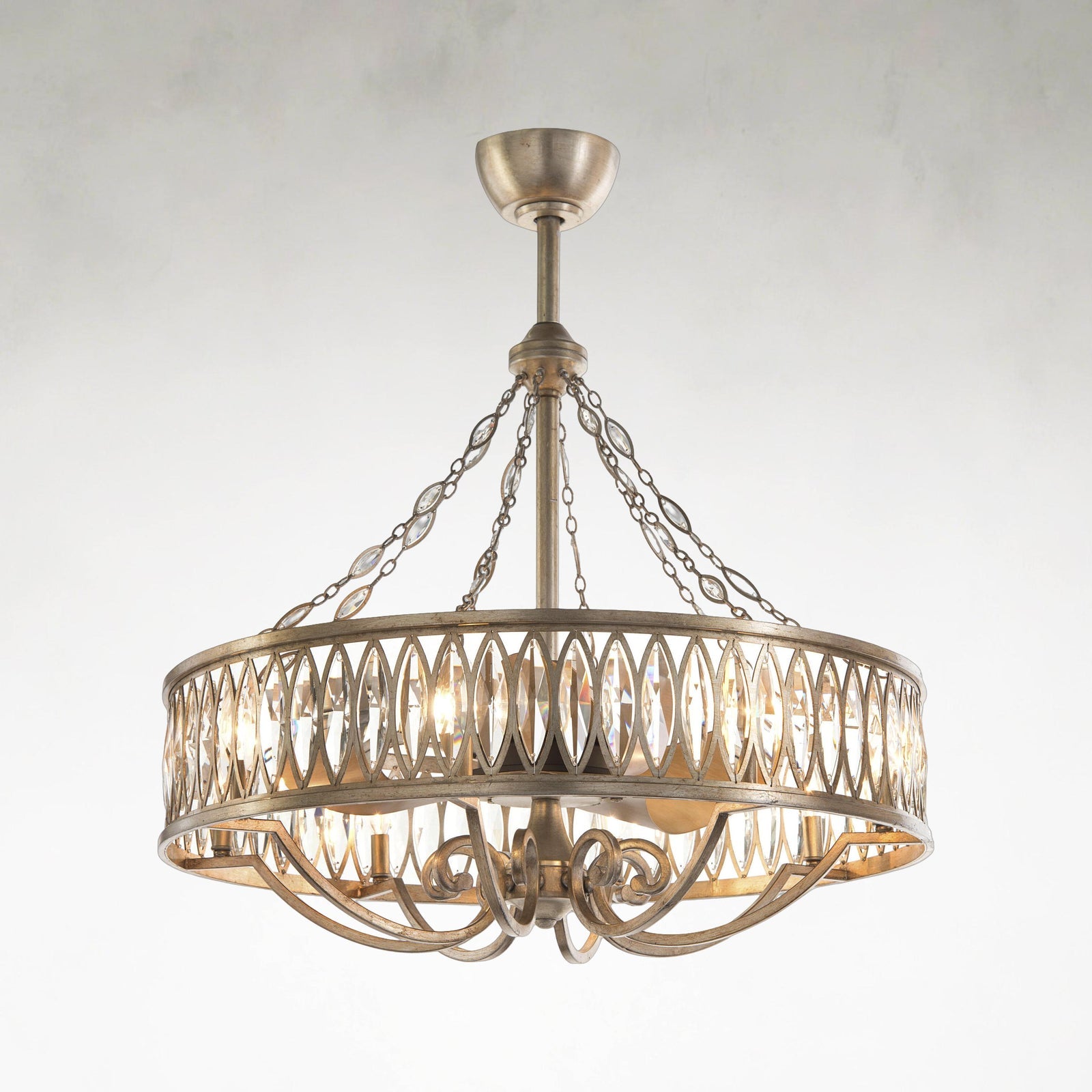 Silver Crystal Linear chandelier - Solene Ray for dining room view 1