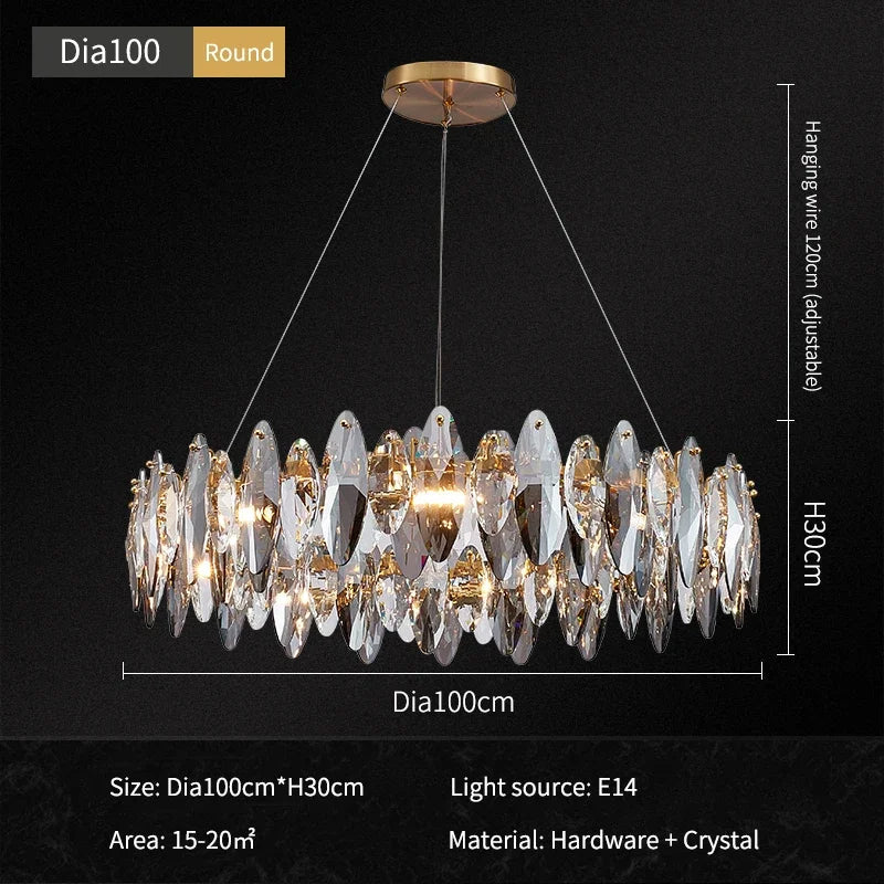Polished Crystal Round chandelier - Siena House for dining room view 11