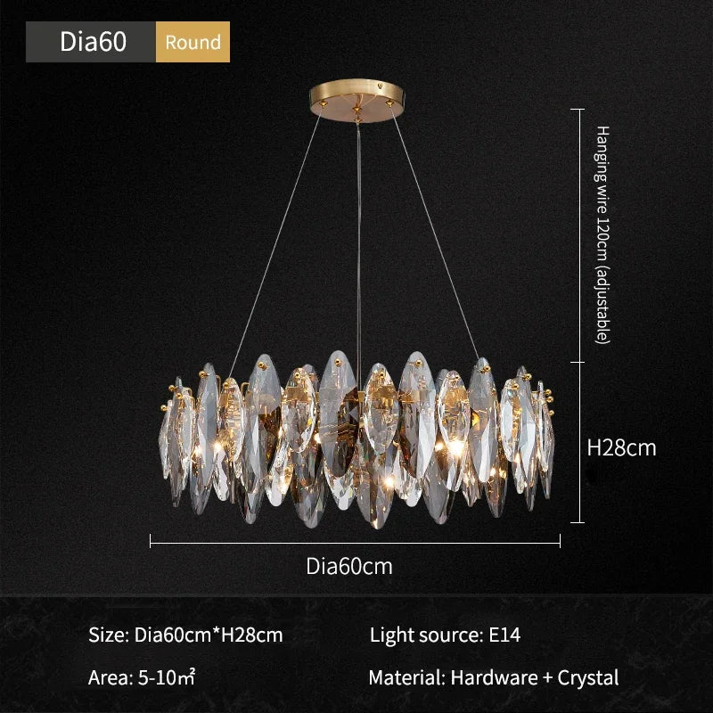 Polished Crystal Round chandelier - Siena House for dining room view 9