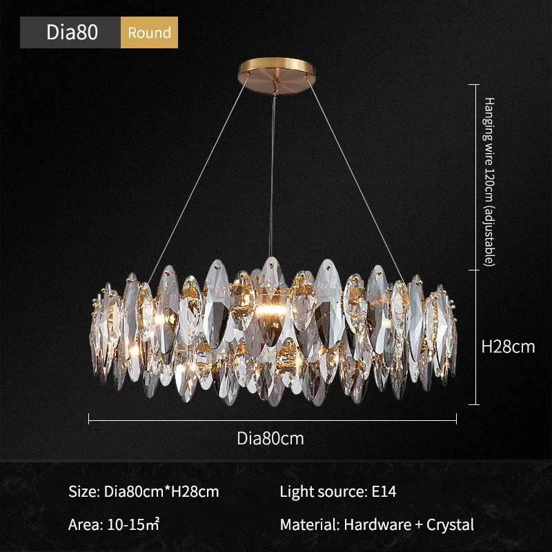 Gold Crystal chandelier - Pavia House for dining room view 8